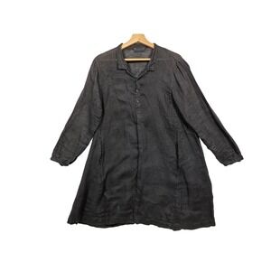 CP Shades Charcoal Grey Linen Tunic Shirt Dress XS Lagenlook‎ Sustainable Boho